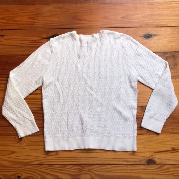 Talbots Pima Cotton White Cable Knit Sweater, EUC, L - Picture 8 of 9